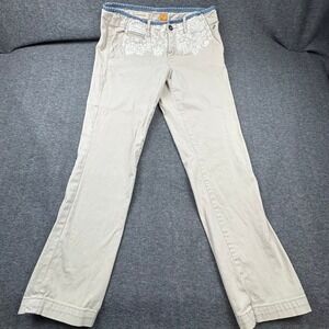 Pilcro‎ and the Letterpress Hyphen Anthropologie Beige Embroidered Pants Sz. 29